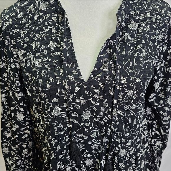 Old Navy Black Floral Long Sleeve Boho Shift Dress Size Medium - Picture 6 of 10